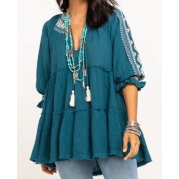 Free People Women's SZ Small Dreamweaver Embroidered Tunic Mini Dress - Picture 1 of 11
